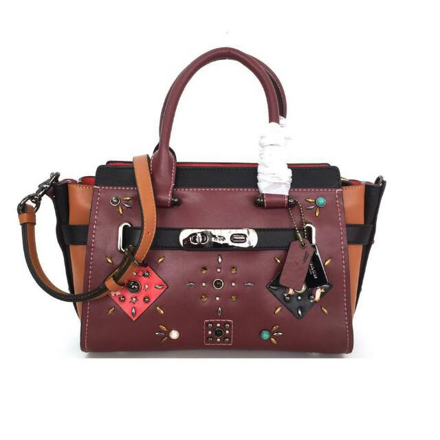 COACH Swagger 27 With Colorblock Patchwork red tas selempang crossbody bag ori original authentic