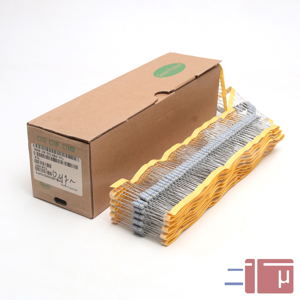 x10 Resistor 0.47R 0.47 Ohm 1W Metal Oxide 5% Taiwan Kaki Tembaga