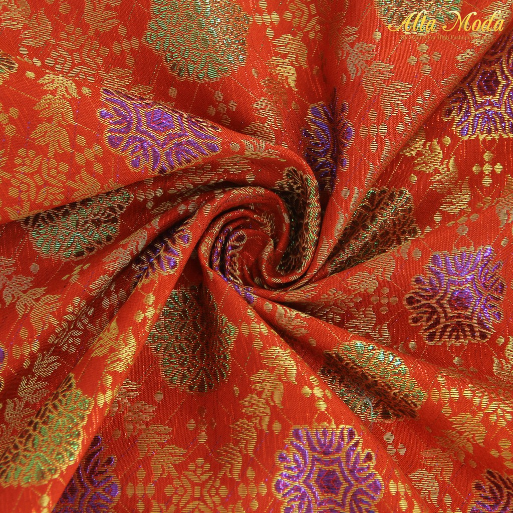 

Alta Moda Songket Motif Palembang Orange Hijau Ungu Benang Gold (1M)