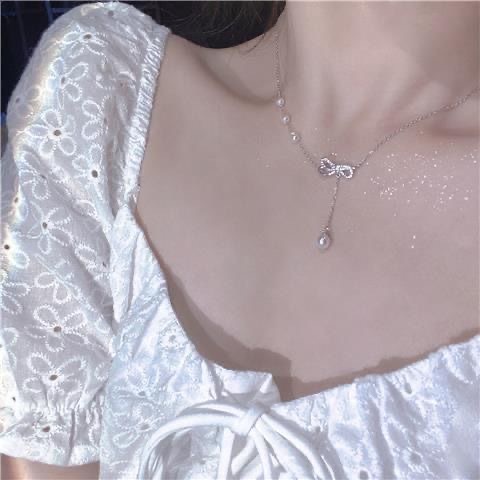 Kalung Rantai Liontin Bulan Sabitbintangpita Hias Kristal Zircon Imitasi Ala Korea Untuk Wanita