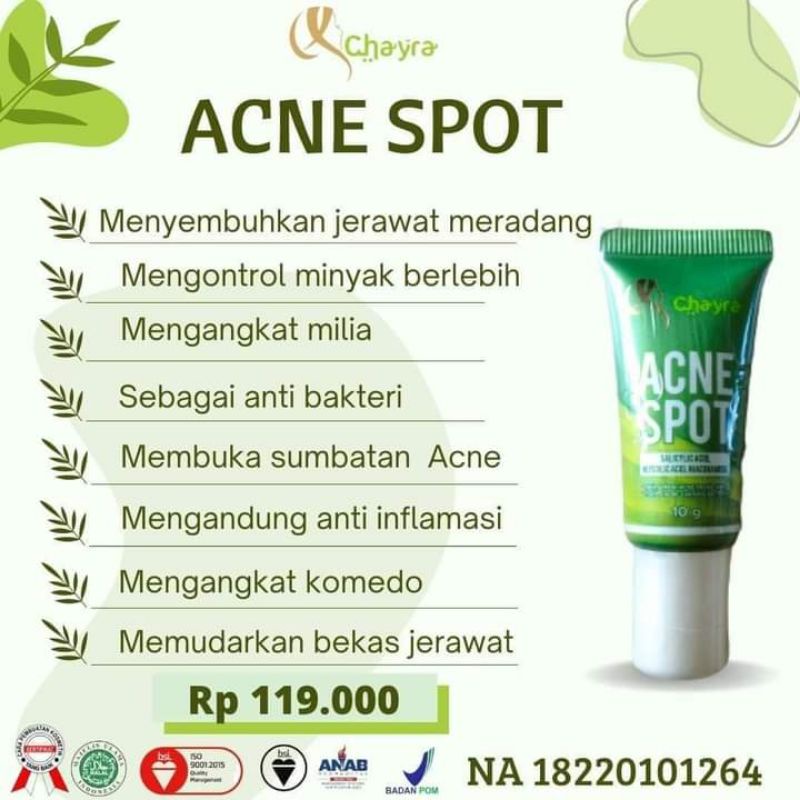 CREAM AMPUH PENGHILANG JERAWAT, BERUNTUSAN, MILIA ACNE SPOT BY CHAYRA