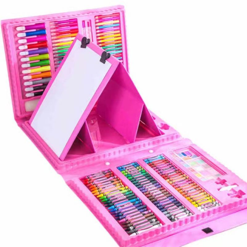 Crayon Anak 208pcs Set Alat Menggambar Melukis Anak-anak Crayon Cat Pengasah Kecerdasan Anak