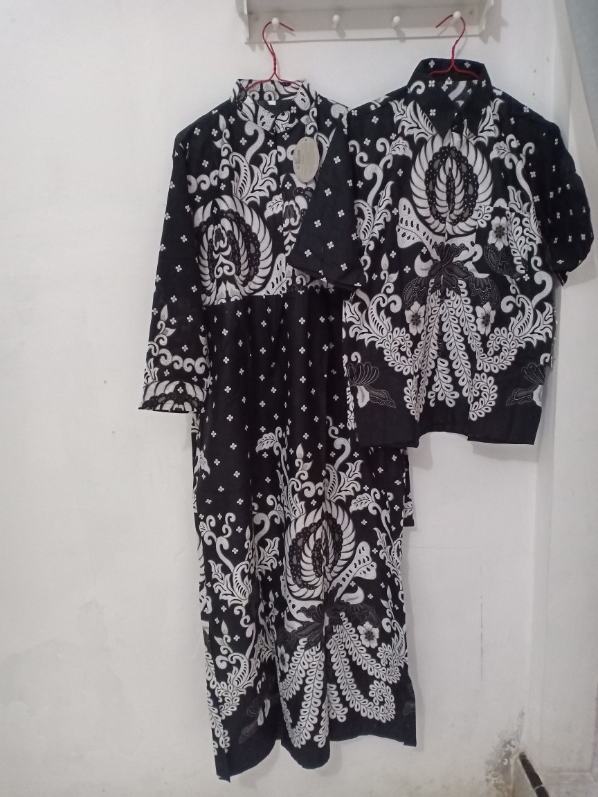 Couple Batik Sarimbit Gamis Hem Sogan  2518