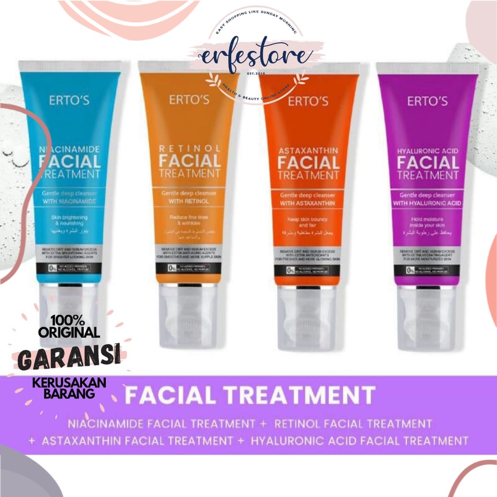 ERTOS FACIAL TREATMENT NIACINAMIDE/ RETINOL/ ASTAXANTHINE/ HYALURONIC/ Sabun Wajah