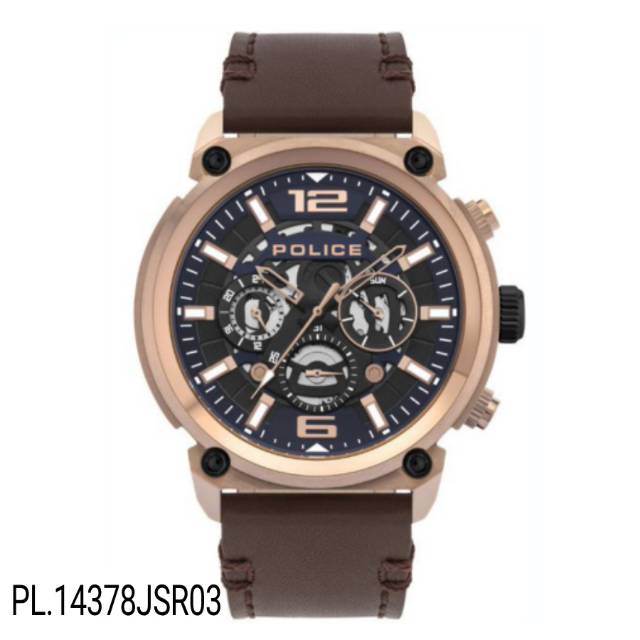 JAM TANGAN PRIA LEATHER STRAP POLICE PL.14378JSR03 ORIGINAL