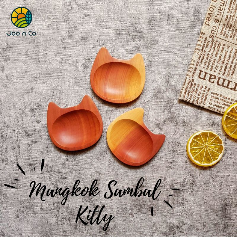 Mangkok Sambal Kayu Kitty / foodgrade / handemade / unyu