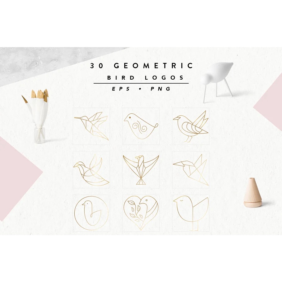 Geometric Bird Logos Eps Png
