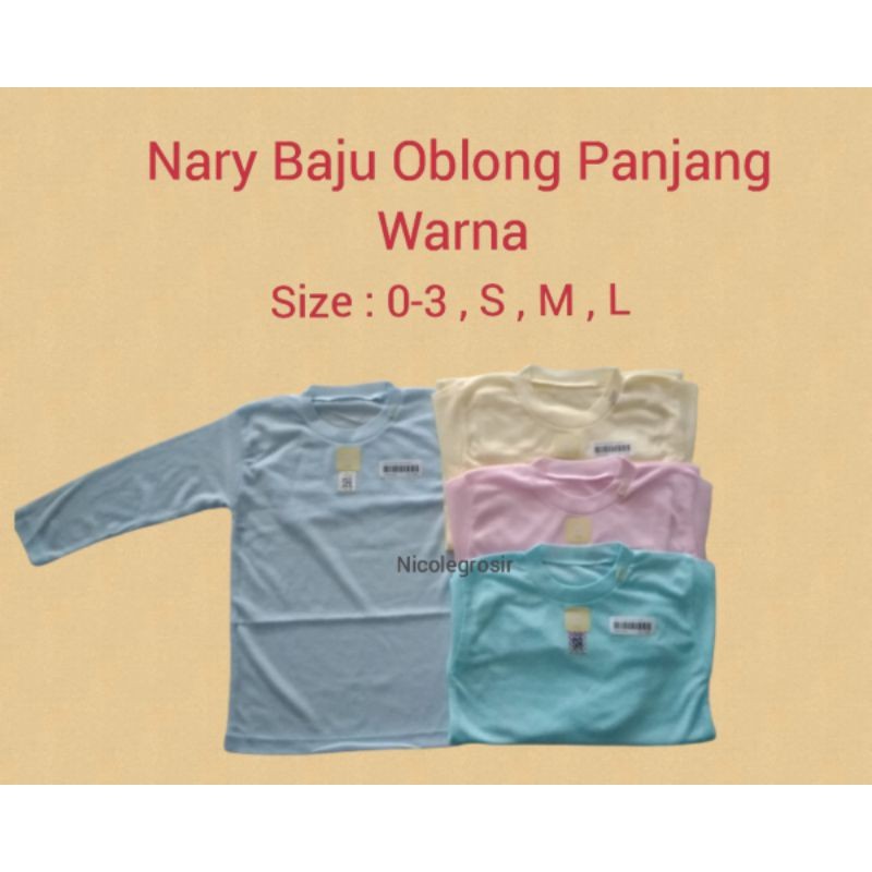 Nary Baju Oblong Panjang Warna / Baju Atasan Bayi / Baju Bayi