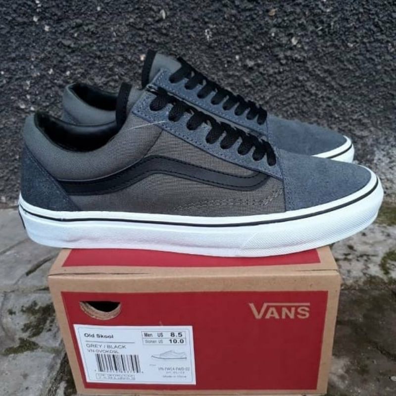 sepatu vans oldskool original bnib grey black
