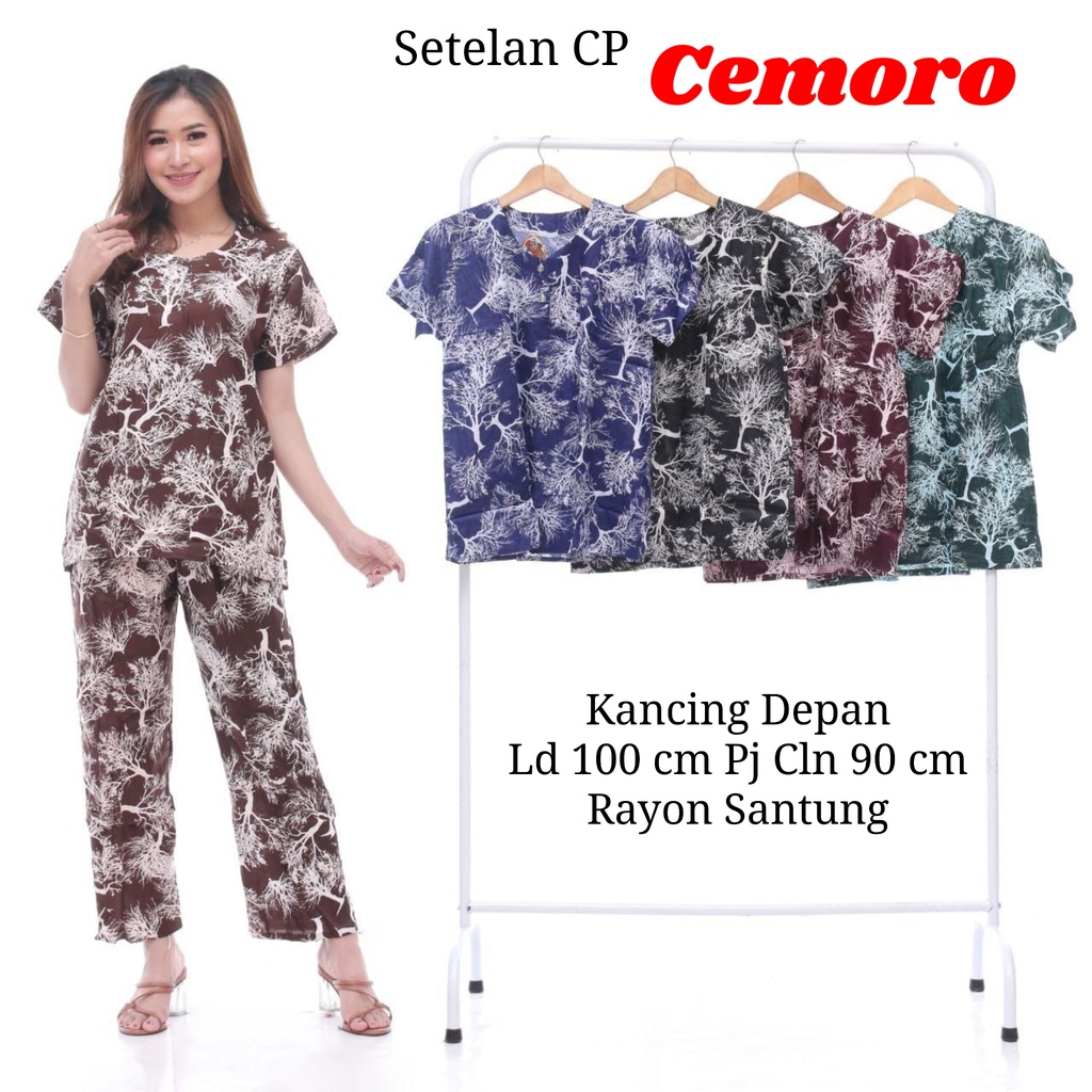 SETELAN CP RAYON BUSUI PIYAMA BAJU TIDUR KEKINIAN BATIK REZA-CEMORO