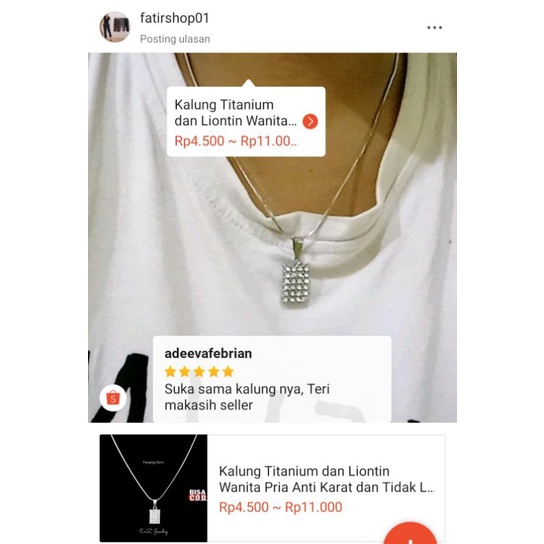 Kalung Titanium dan Liontin Wanita Pria Anti Karat dan Tidak LunturTerbaru Silver