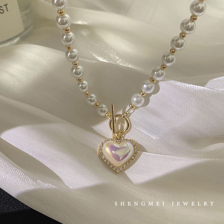 Kalung Korea Elegan Mutiara Kristal Vintage Kalung Rantai Wanita Perhiasan Fashion Aksesoris