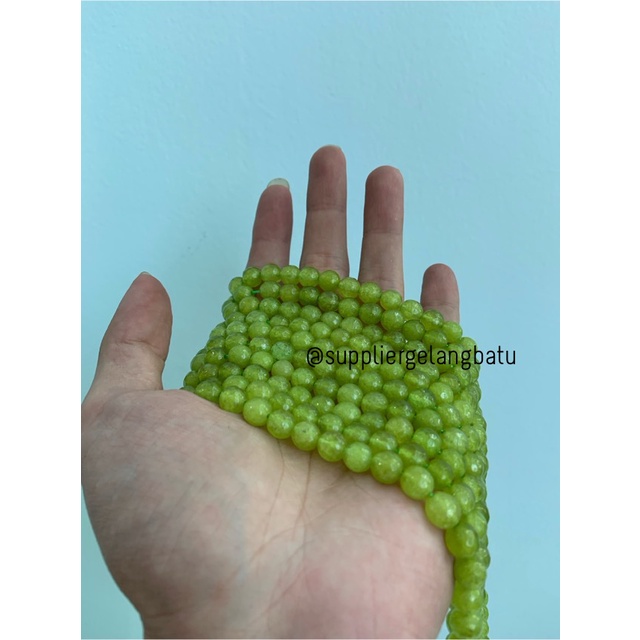 GREEN LIME AGATE FACETED BEADS 8mm cutting kuning hijau gelang kalung