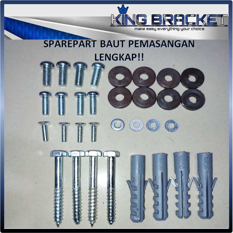 Sparepart pemasangan BRACKET TV 1set lengkap dgn baut beton dan mur ke TV