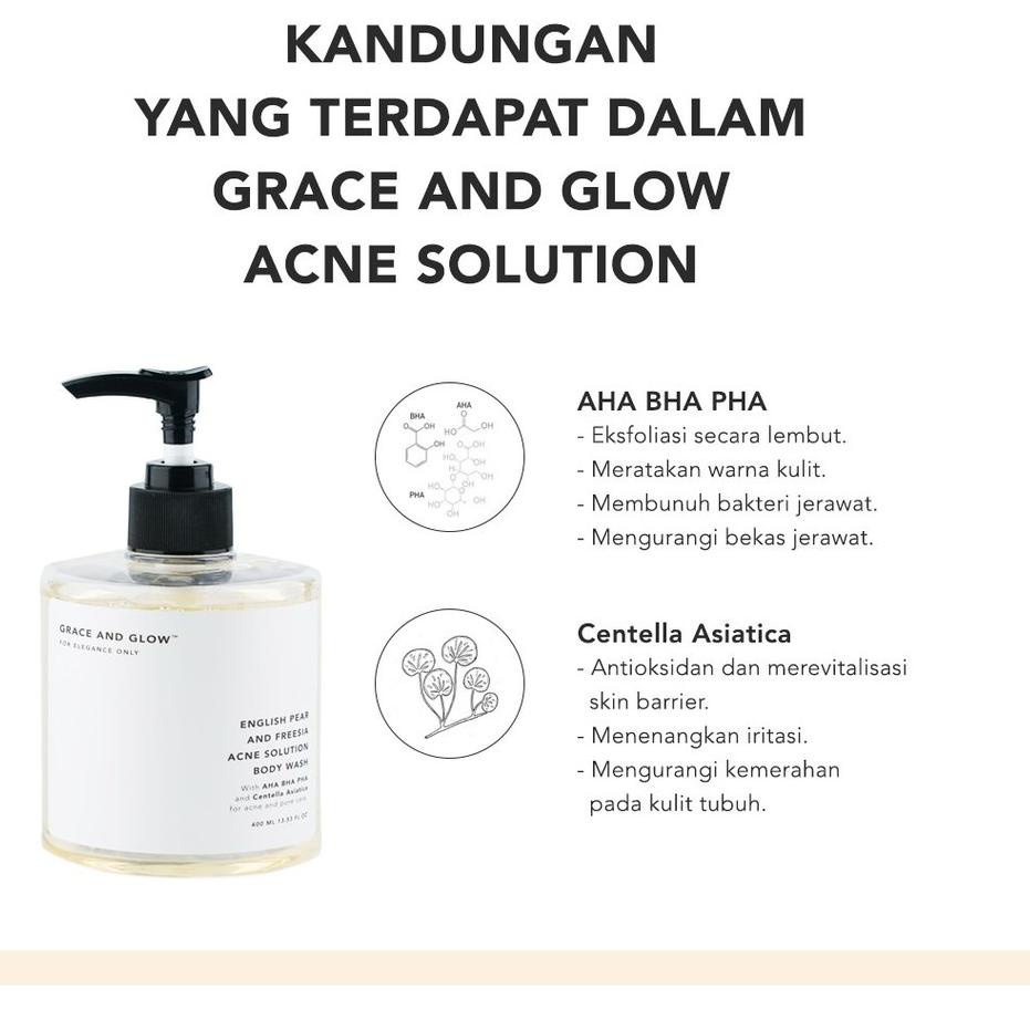 Terbaru - Grace and Glow English Pear and Freesia Anti Acne Solution Body Wash .