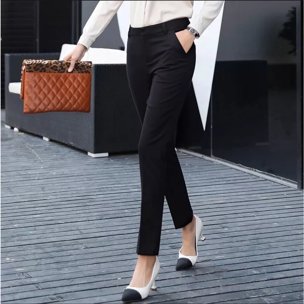 Celana Kerja Wanita Kantor Celana Formal Wanita Casual Kasual Bahan Semi Woll Model Slimfit Standar Jumbo Bigsize