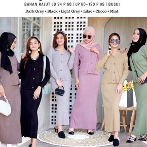 SETELAN /ONE SET ROK RAJUT PANJANG+CROP WILLY CARDY KANCING BATOK