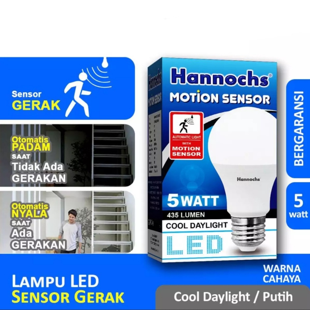 Hannochs Lampu LED Sensor Gerak / Motion Sensor 5 Watt - Cahaya Putih