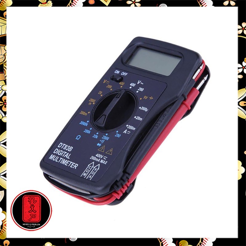 Pocket Size Digital Multimeter AC/DC Voltage Tester - DT83B - Black