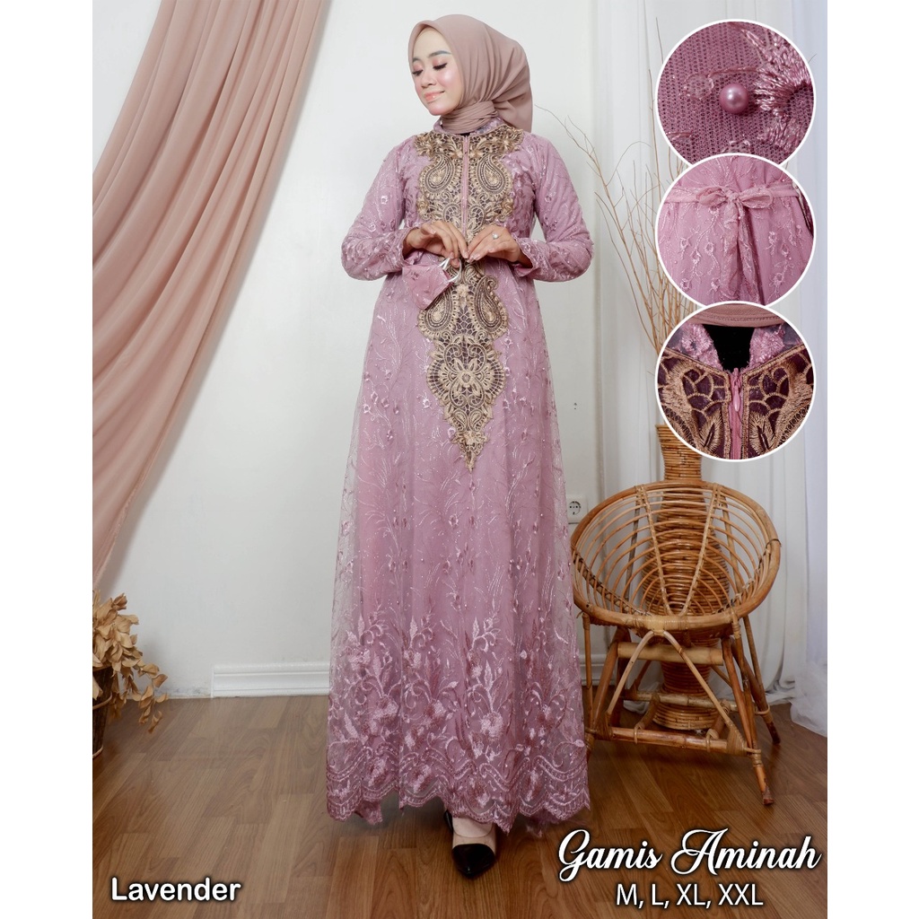 Gamis aminah terbaru rekomendasi gamis tulle aminah gamis pesta gamis kondangan/gamis terbaru/gamis murah /gamis premium/gamis terlaris /gamis 2022 /kebayashopp /warna Maron silfer navy lavender cream mocca pink gamis 2023