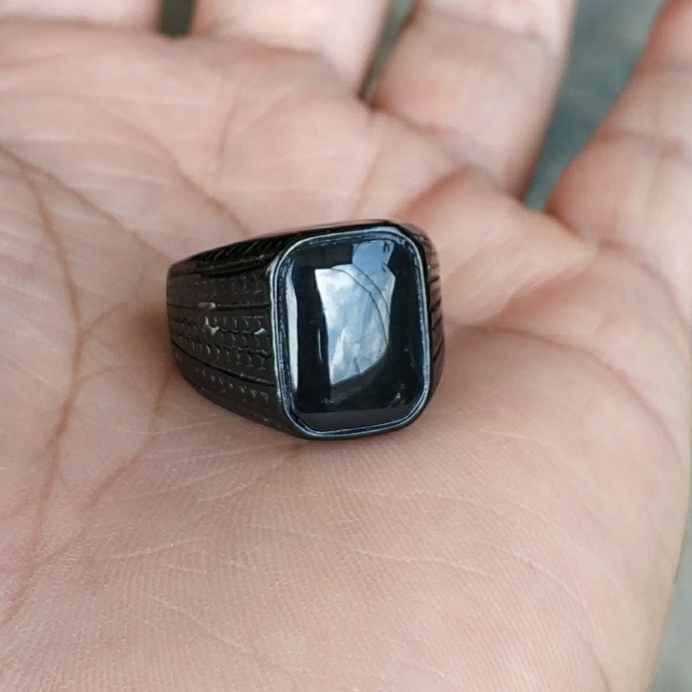 CINCIN BATU AKIK NATURAL HAJAR JAHANAM MINIMALIS OCTAGON TITANIUM MINIMALIS