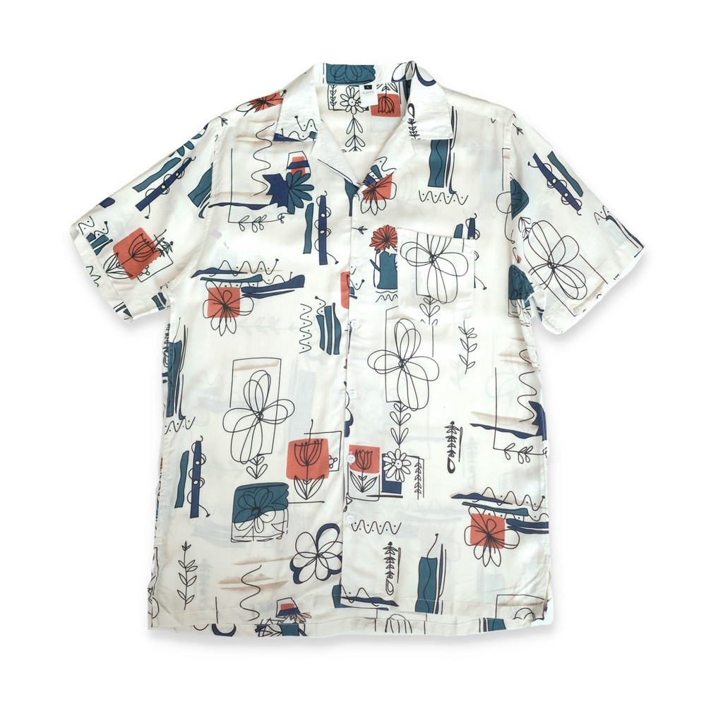 SANVANINA Kemeja Pendek Kekinian Slimfit Hawaiian Kado | Kemeja Motif Bunga Casual Shirt E-2013