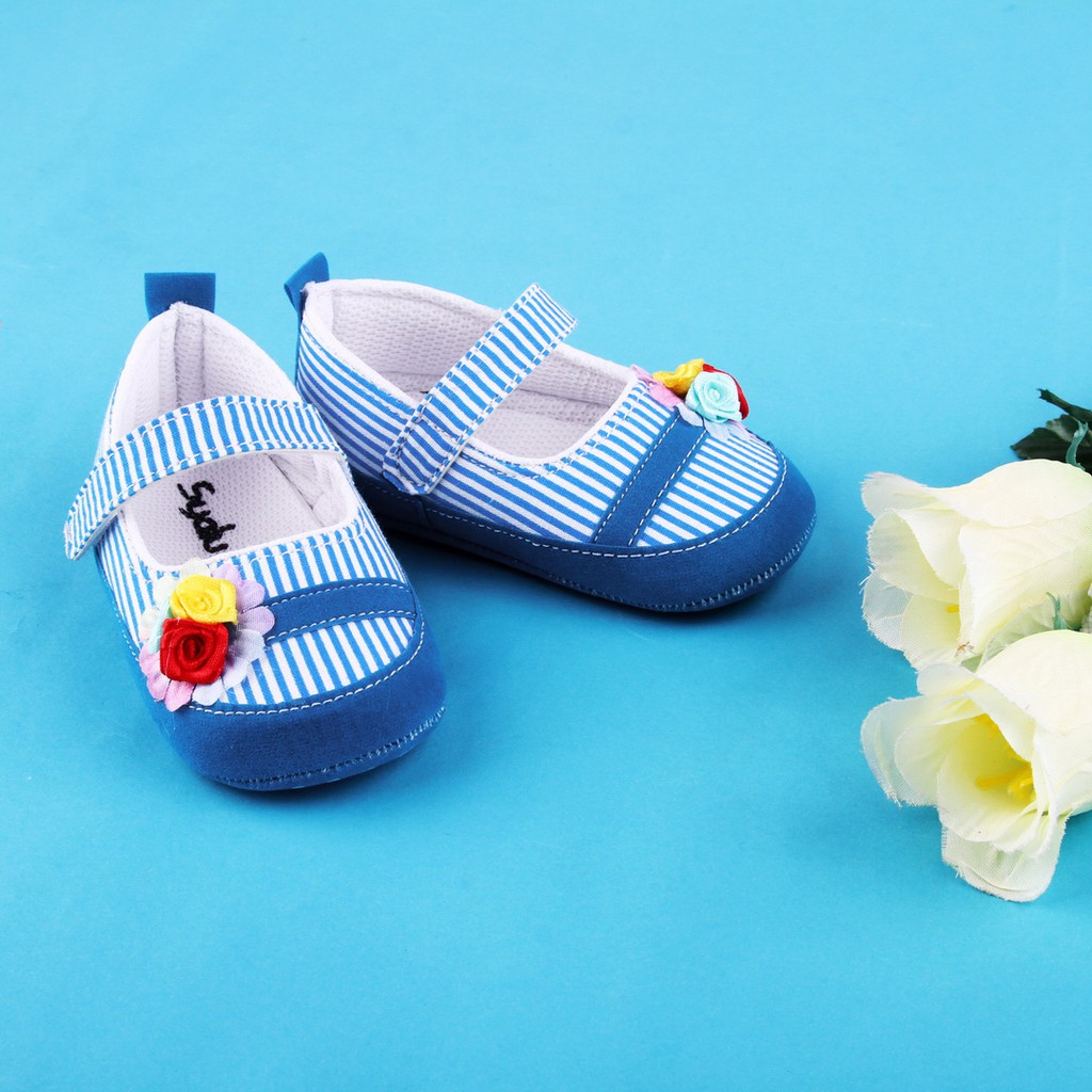 sepatu anak cewek baru lahir ringan alas kain lucu  PWCW BIRU