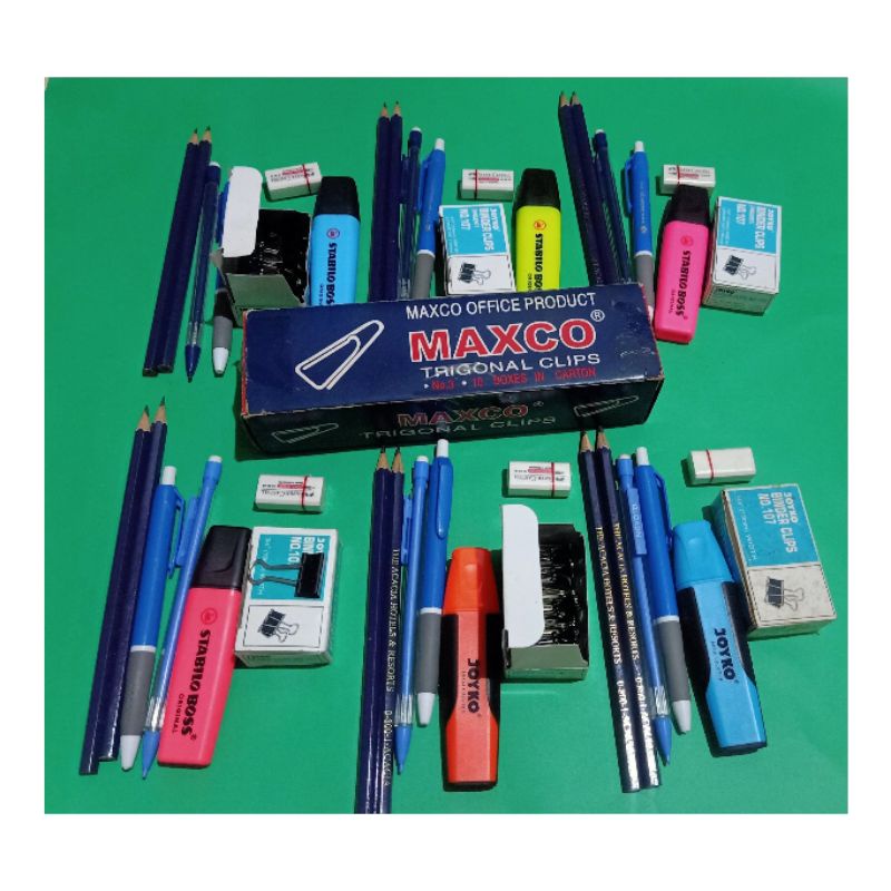 

Paketan Alat Tulis Kerja kuliah sekolah pensil pulpen clips stabilo
