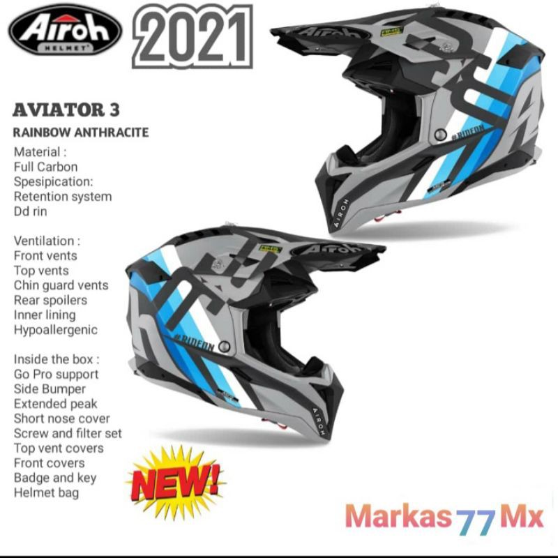 HELM AIROH AVIATOR 3 NEWS ORIGINAL HELM TRAIL AIROH AVIATOR 3