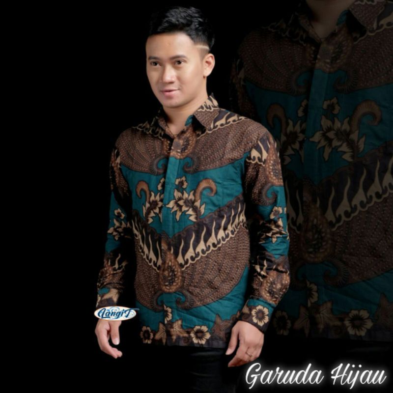 NEW ARRIVAL DISTRO BATIK PRIA BORDIR SOGAN HRB026 BATIKAF NOTOARTO BATIK IPNU-IPPNU HEM PRIA Bel-GARUDA HIJAU