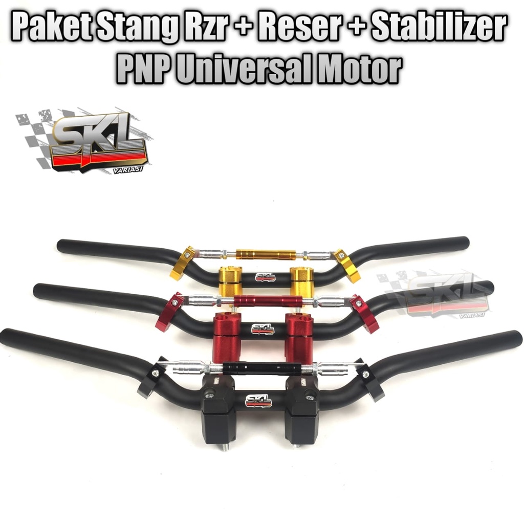 Stang Stir Motor Rzr Racing Custom Balap Road Race Universal Motor kualitas Tebal 2mm Stang Beat Street X Ride Fino Nmax PCX ADV 150 Forza Vixion CB150R Verza Megapro Tiger Pulsar GSX Type Fighter XSR 155 Byson Monkey CRF CT125 Lexi Yamaha MT09