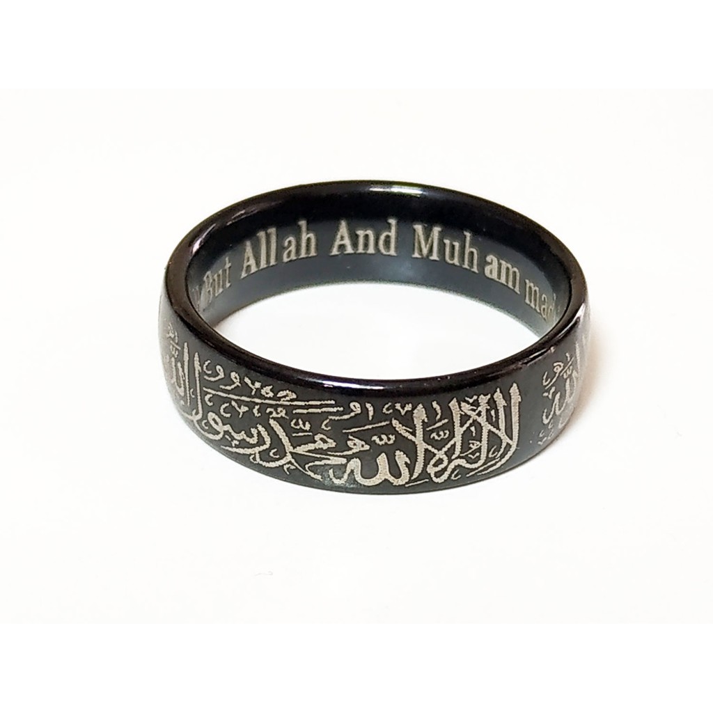 VeE Cincin Tauhid Islam Muslim Ukiran Lafadz Syahadat bahan Titanium Stainless Steel