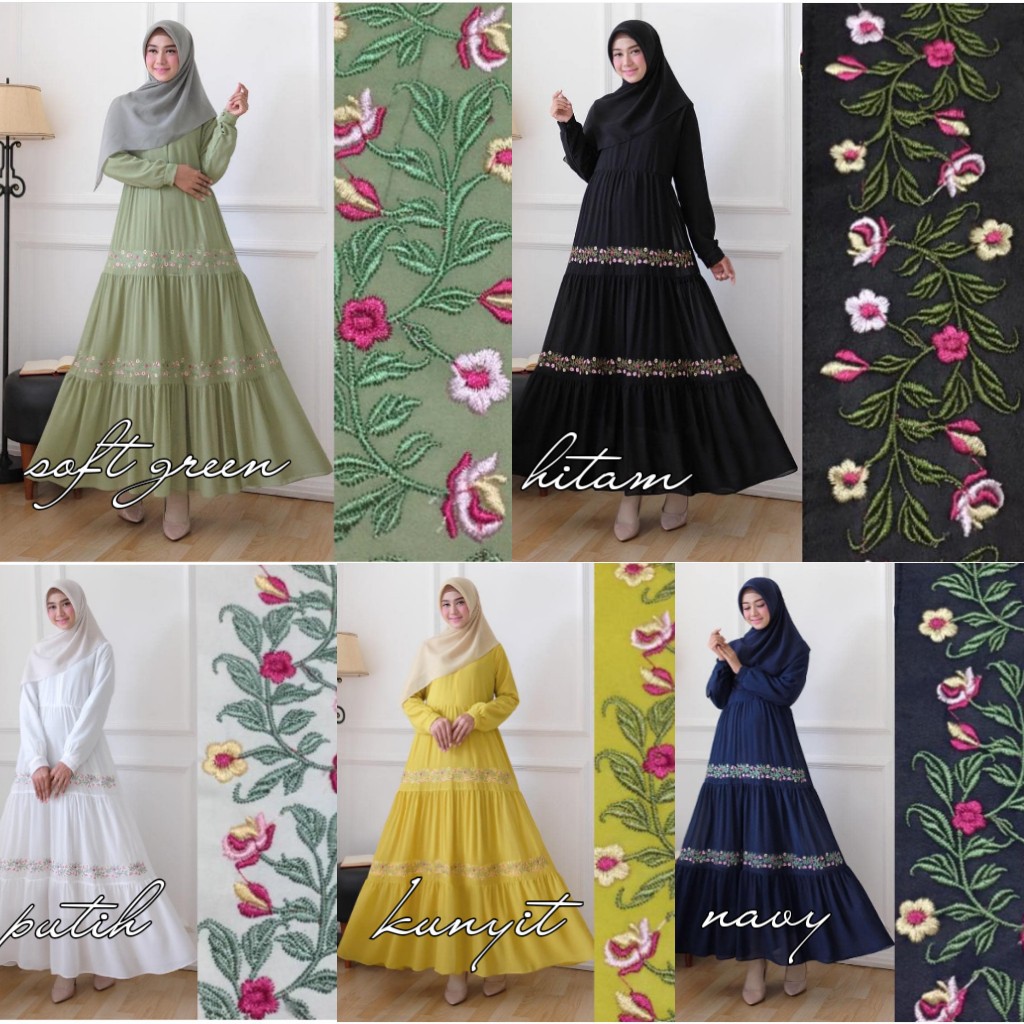 zahirah bordir susun - bordir asli - gamis murah - grosir gamis murah kudus