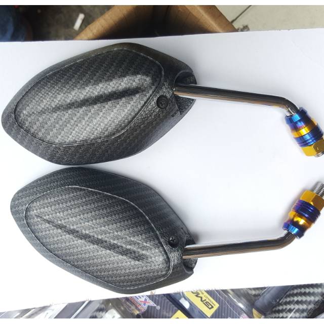 Spion karbon honda spion karbon plus monel twoton tangkai chrome spion beat vario pcx supra karisma