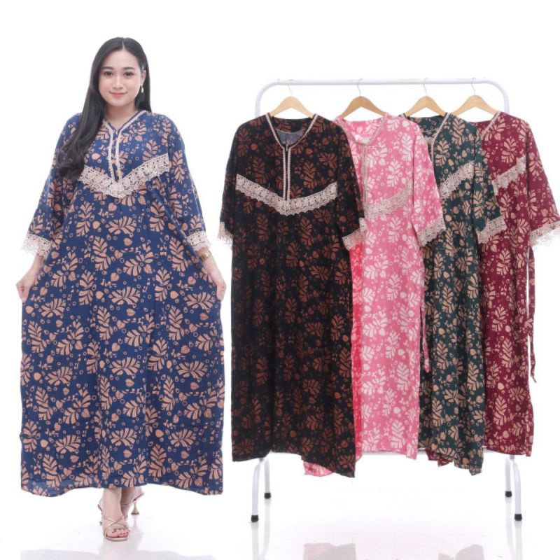 Daster Arab Jumbo Motif Daun Kamboja renda busui muat bb 100kg big size xxxxl daster arab renda prem