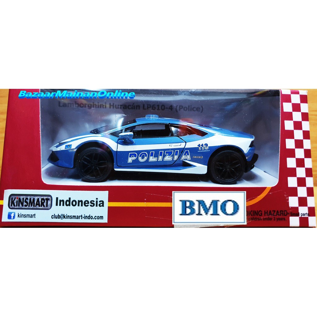 Kinsmart Lamborghini Huracan LP610-4 (Police) - KT5382P -Bahan Logam – Skala 1:36 - 12,7 cm – 150 gr