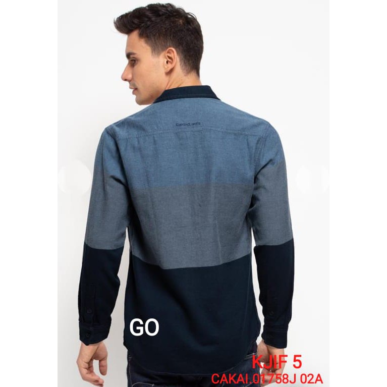 gos KIJF CARDINAL KEMEJA SLIMFIT Pakaian Atasan Pria Hem Casual Santai Motif Original Lengan Panjang