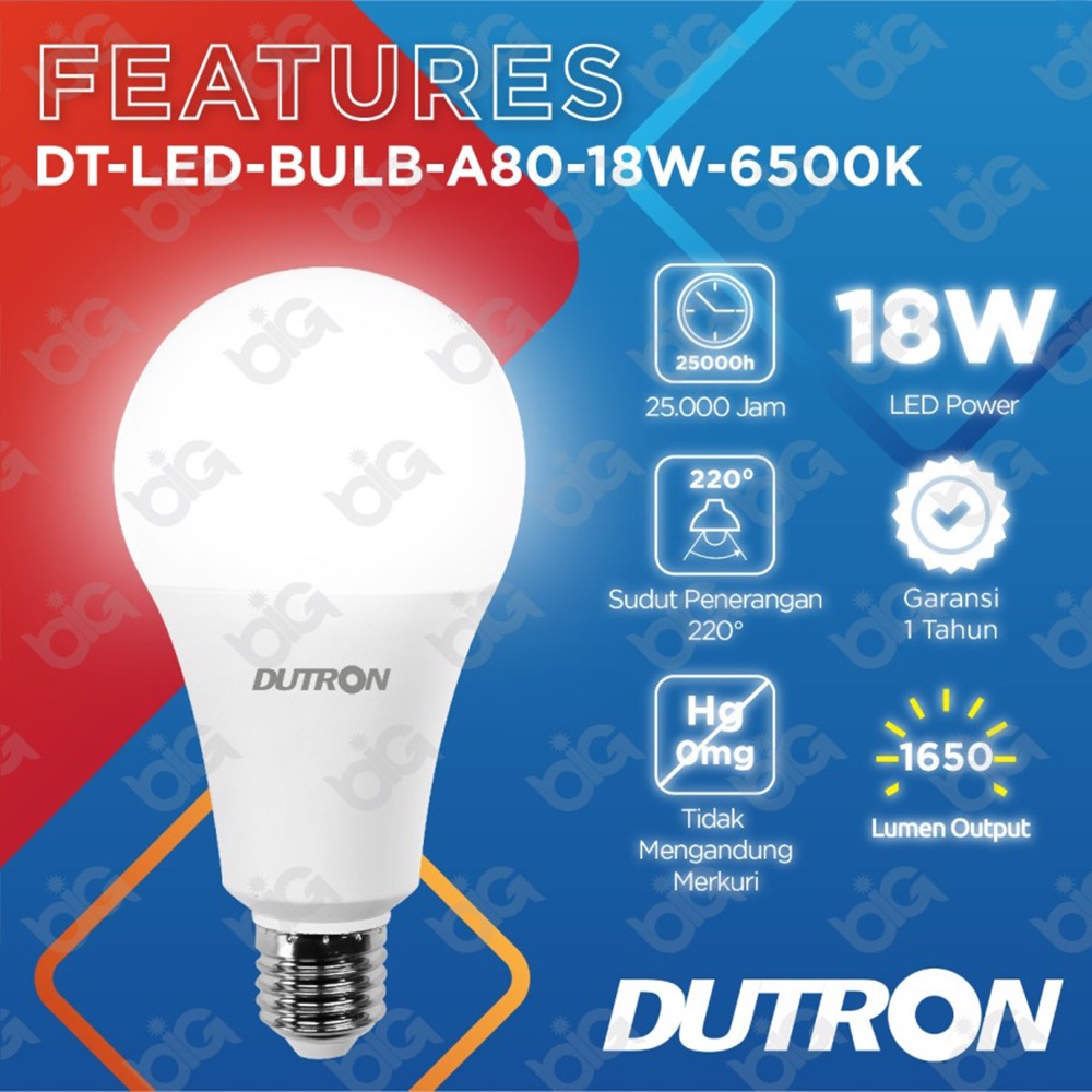 Lampu LED DUTRON 18W 18Watt PUTIH Lampu Bohlam LED DUTRON 18 W PUTIH