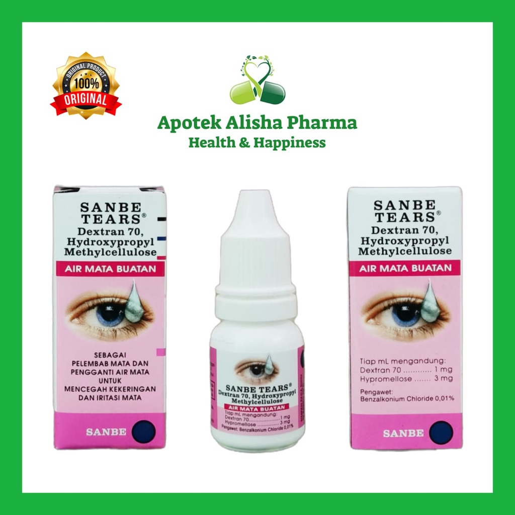 SANBE TEARS EYE DROPS 8ML - Sanbe Tears Tetes Mata/Air Mata Buatan/Iritasi Ringan/Sedang/Sanbe Tear/Sanbe Tir/Sanbetear/Sanbetir