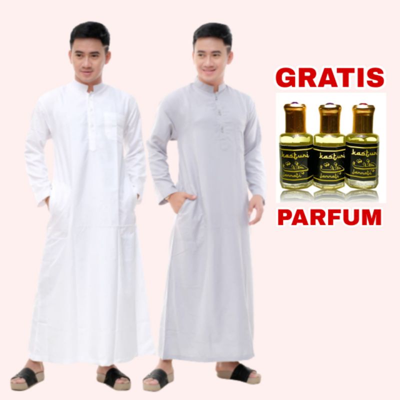 jubah pria putih polos gamis pria dewasa jubah saudi model haramain