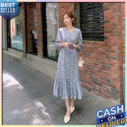 Bisa Cod 4.4 Dress Hitam  Enzisme Hitam Korean Dress Lengan Panjang Black Dress Pesta Kondangan Kore