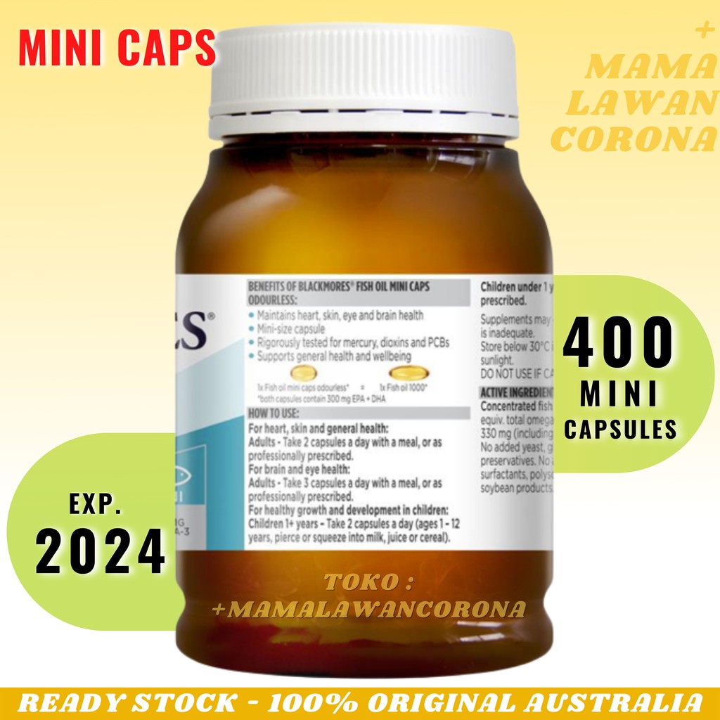 Blackmores Omega Brain Health High DHA 60 Capsules / Fish Oil Mini Caps 400 Kapsul AUSTRALIA Odourless / Mini Double Concentrate Omega 3 / Omega Triple 150 Kapsul