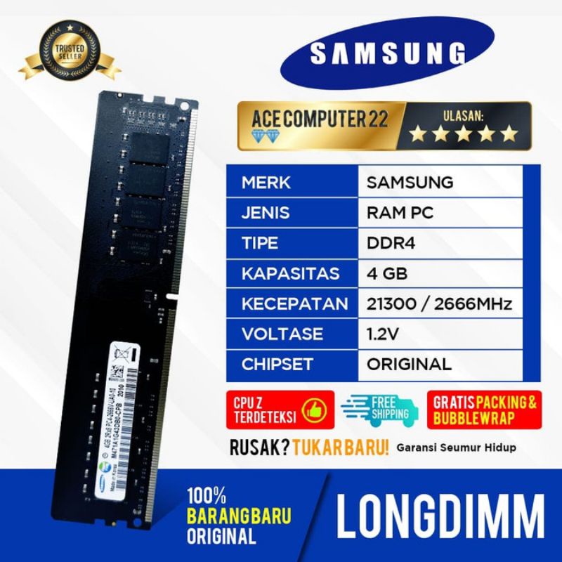 SAMSUNG LONGDIMM DDR4 4GB PC 21300