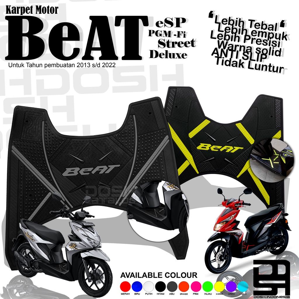 Karpet Motor Beat Untuk Tahun Pembuatan 2013 sd 2023 Bahan Karet Tebal Tidak Luntur Anti Slip Nyaman Digunakan