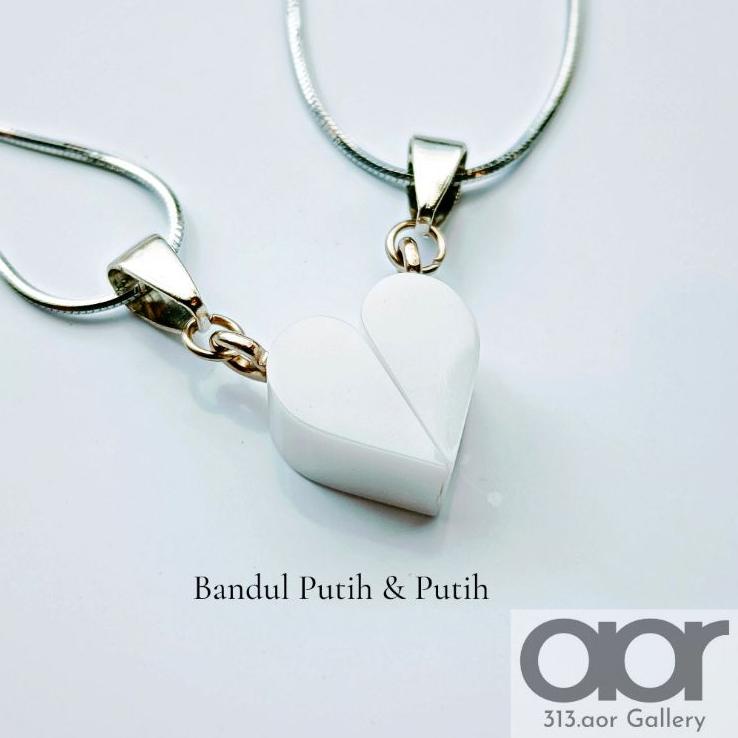 BARU(2 KALUNG / 1 SET) Kalung Titanium Couple Love Magnet Rantai dan tali "AGI. 9580"