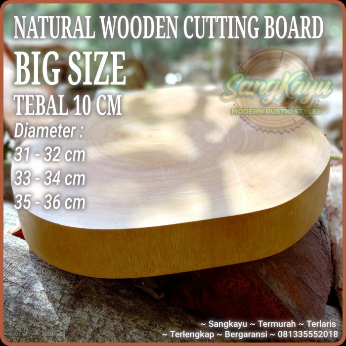 Talenan daging besar tebal 10 cm talenan kayu bulat talenan besar big - Amplas halus, 31 - 32 cm
