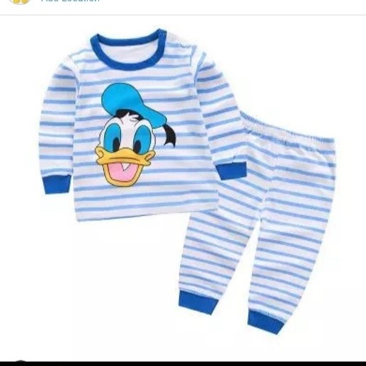baju bayi setelan baju tidur bayi motif donald and desy duck 0-18 bulan