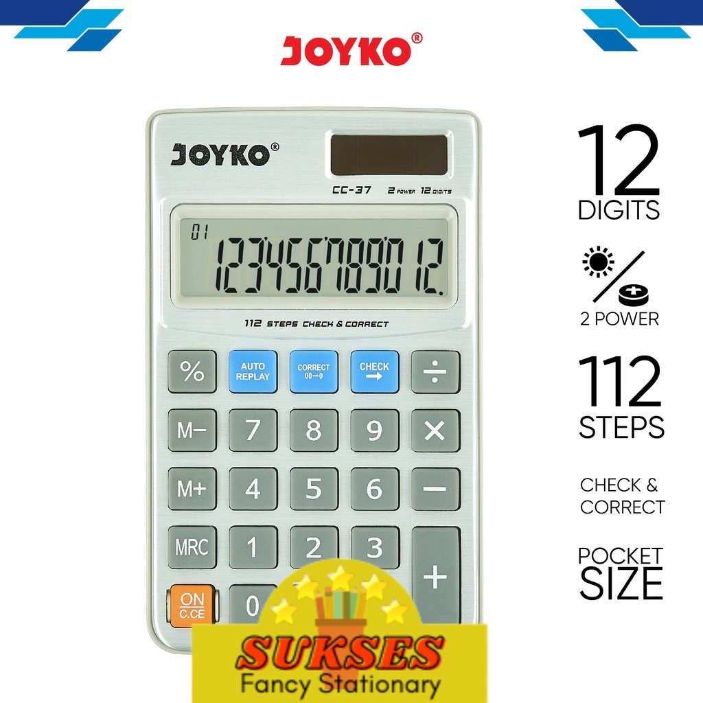 

Calculator Kalkulator Joyko CC-37 12 Digits Check Correct