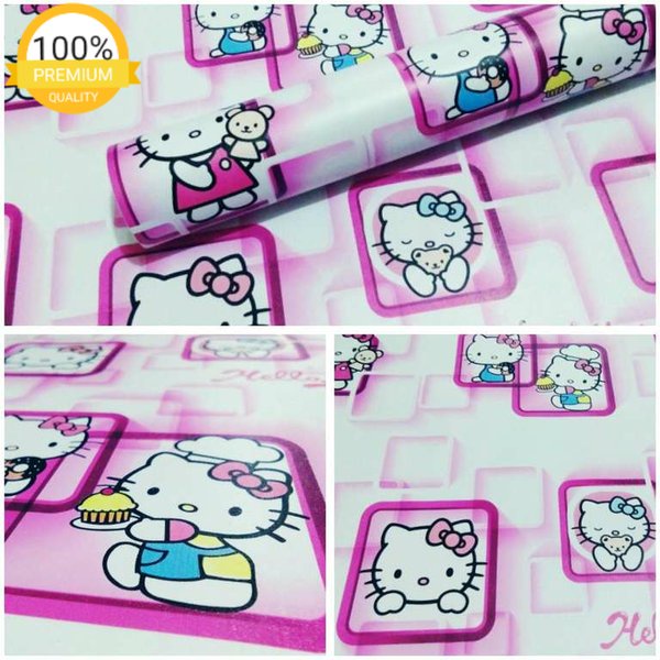 Wallpaper Stiker Dinding | 45 CM x 10 Meter  Motif Hello Kitty Kotak 3D | Anti Air | SOLUSI DEKORASI