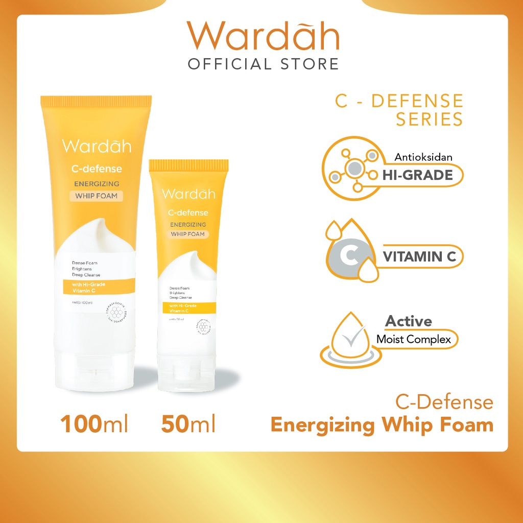 Wardah C-Defense Energizing Whip Foam - Pembersih Wajah dengan HiGrade Vitamin C